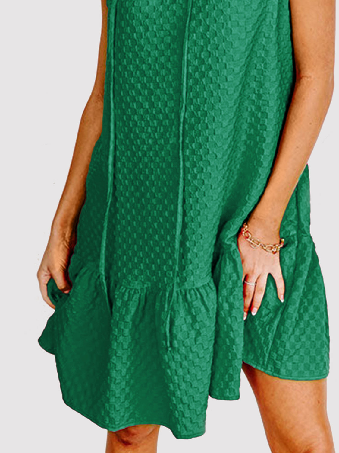 Preorder Ruffled Tie Neck Cap Sleeve Dress