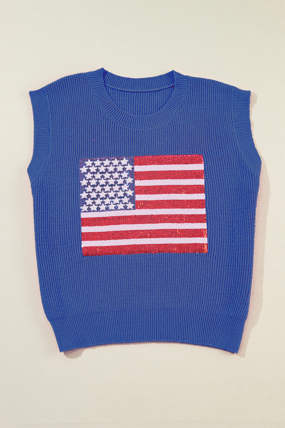 Preorder Sequin US Flag Round Neck Sweater Vest