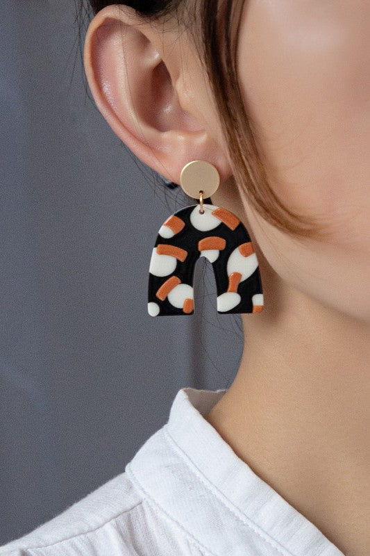 Animal print arch drop earrings