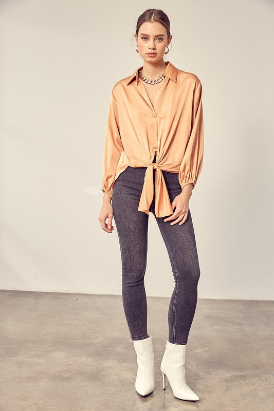 Fall For You Tie Front Top