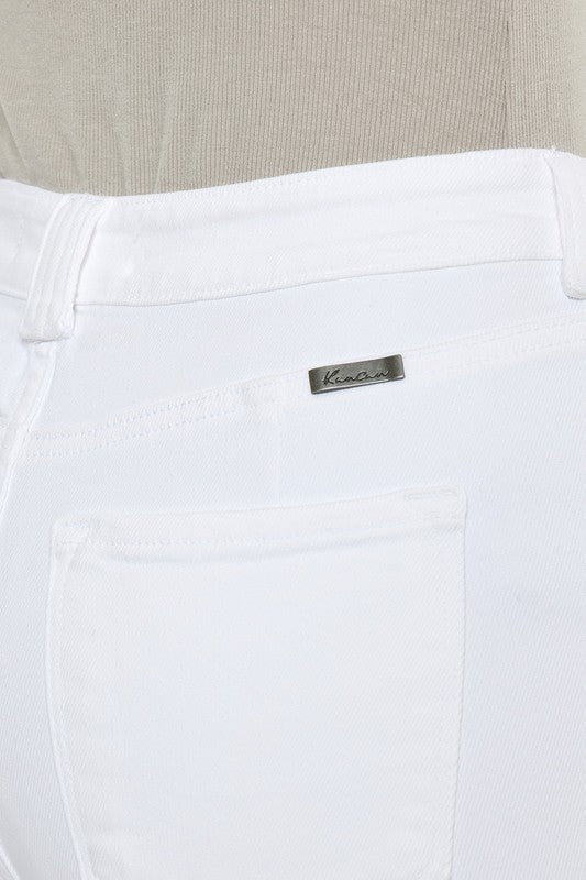 High Rise White Flare Jeans