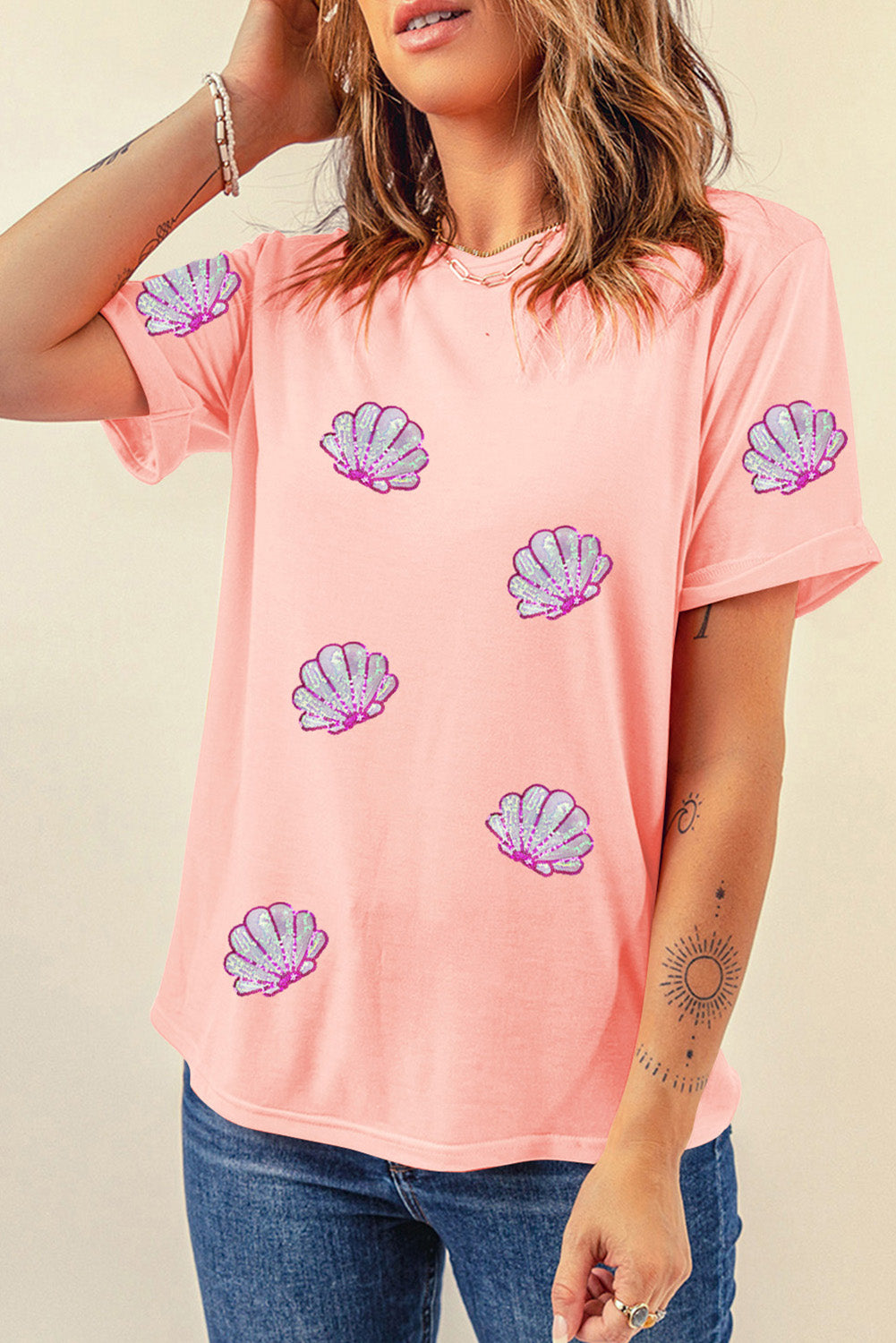 Preorder Shell Round Neck Short Sleeve T-Shirt