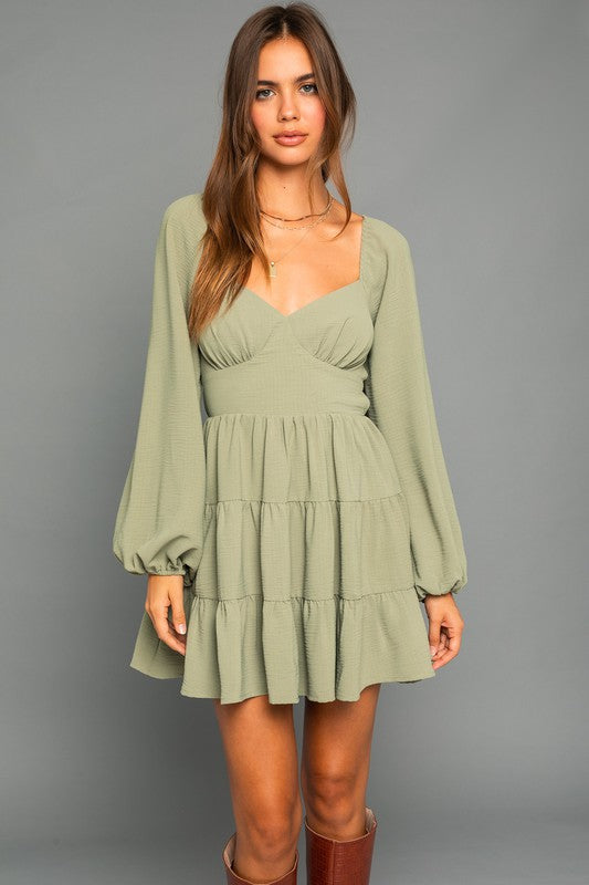 Maribel Long Sleeve Open Back Dress