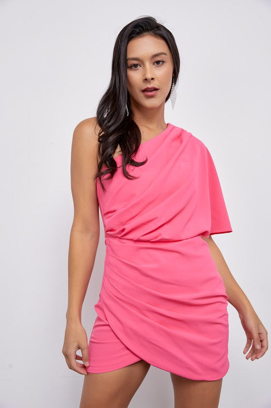 Cameron One Shoulder Wrap Dress