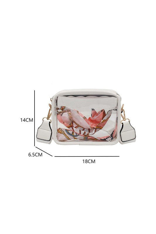 Clear Leather Strap Crossbody Bag