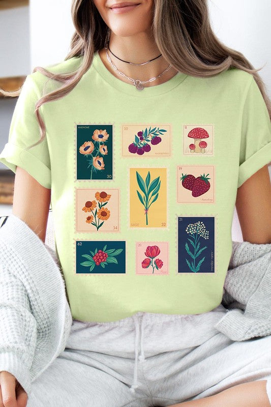 Plants Stamps Graphic T Shirts