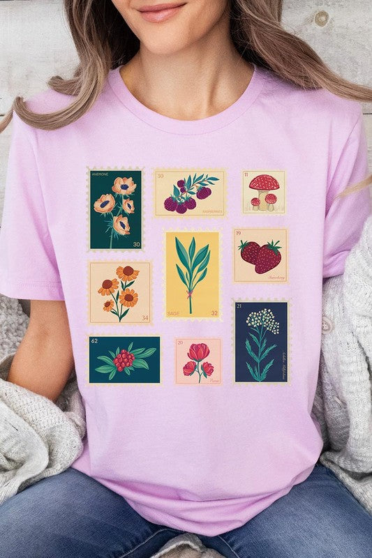 Plants Stamps Graphic T Shirts