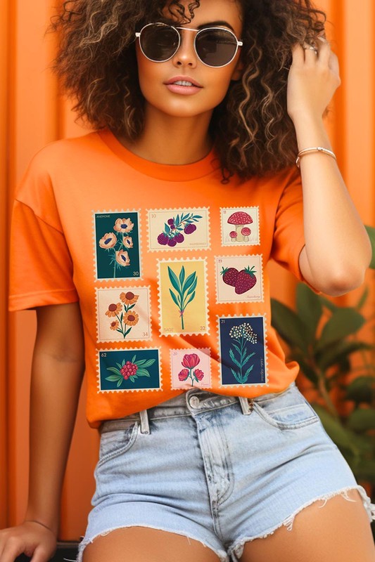 Plants Stamps Graphic T Shirts