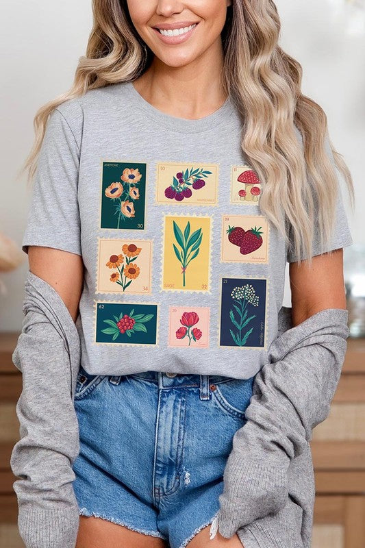 Plants Stamps Graphic T Shirts