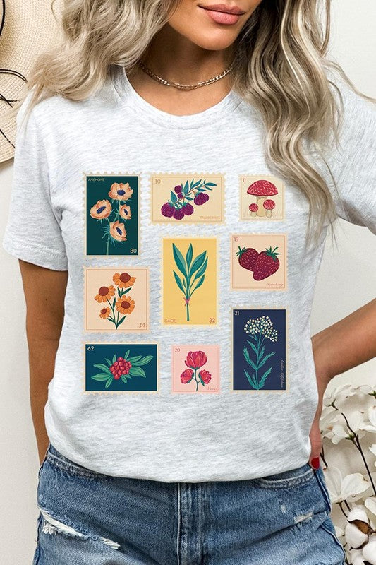 Plants Stamps Graphic T Shirts