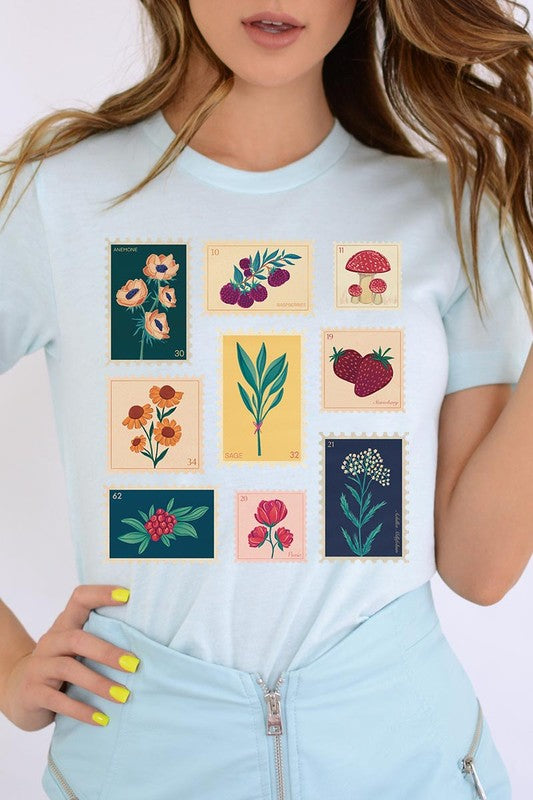 Plants Stamps Graphic T Shirts