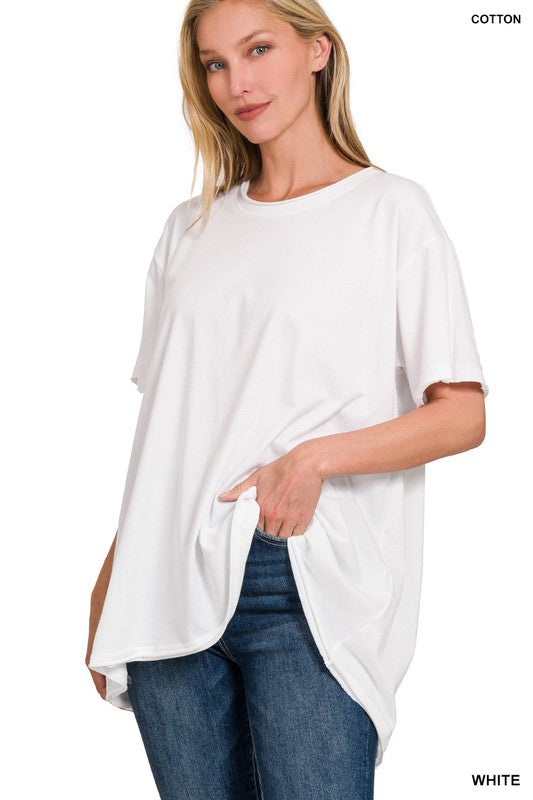 Cotton Drop Shoulder Oversized Top