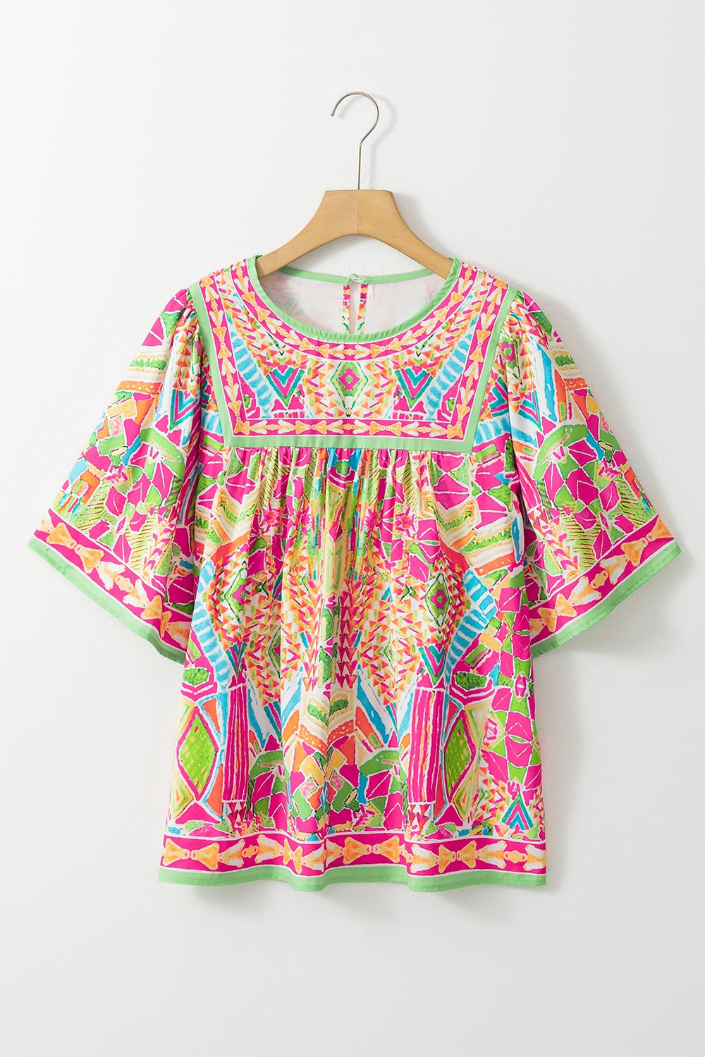 Preorder Printed Round Neck Half Sleeve Blouse