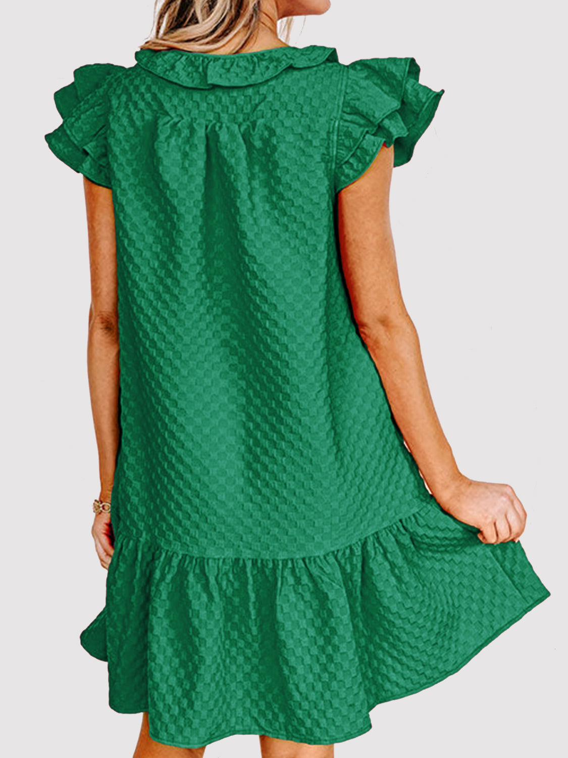 Preorder Ruffled Tie Neck Cap Sleeve Dress