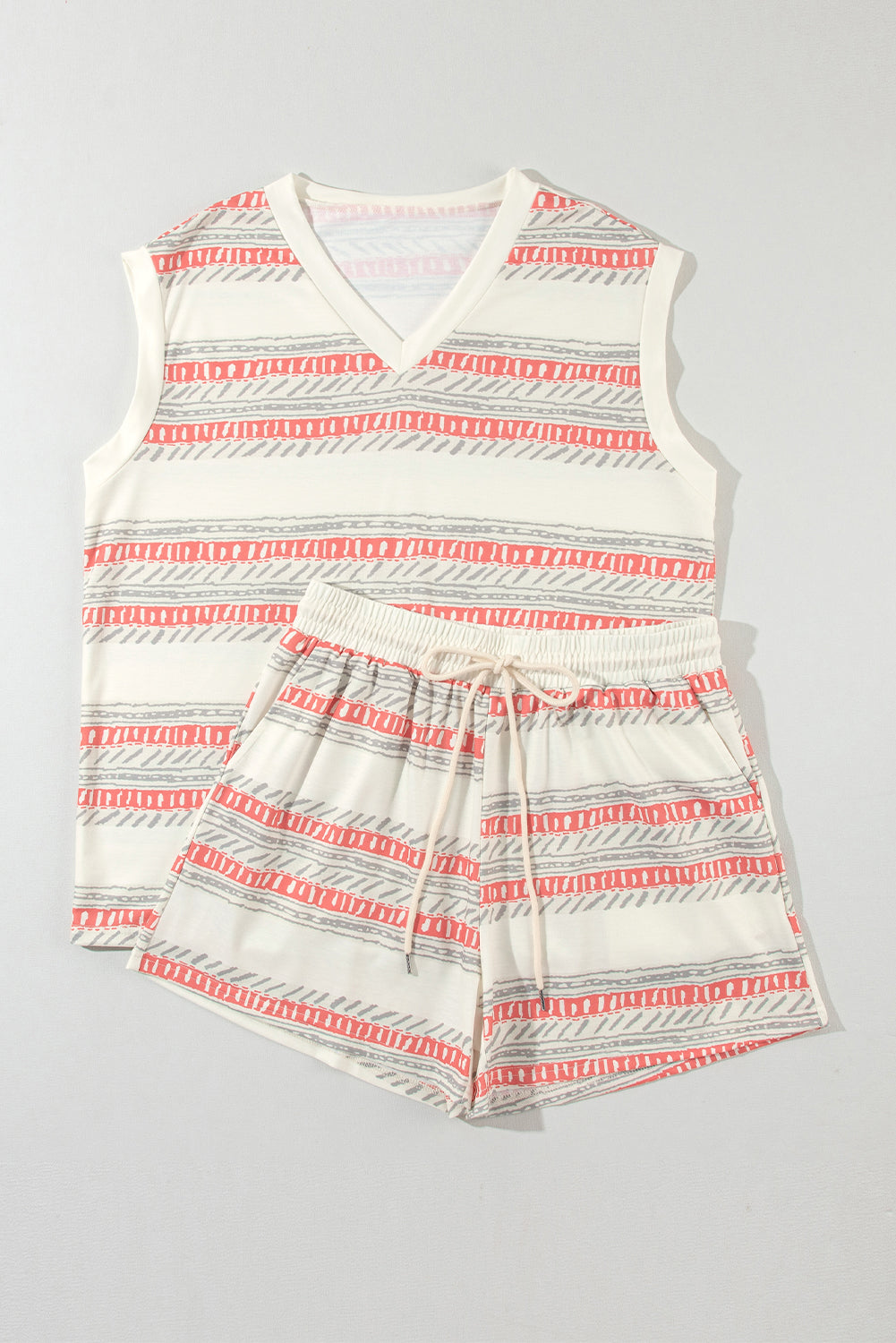 Preorder V-Neck Sleeveless Top and Drawstring Shorts Set