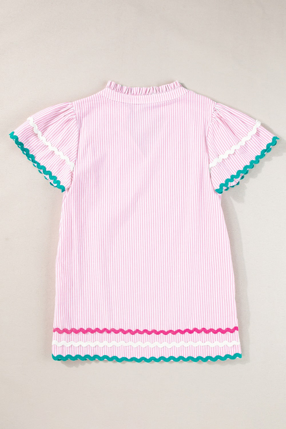 Preorder Striped Notched Short Sleeve Blouse