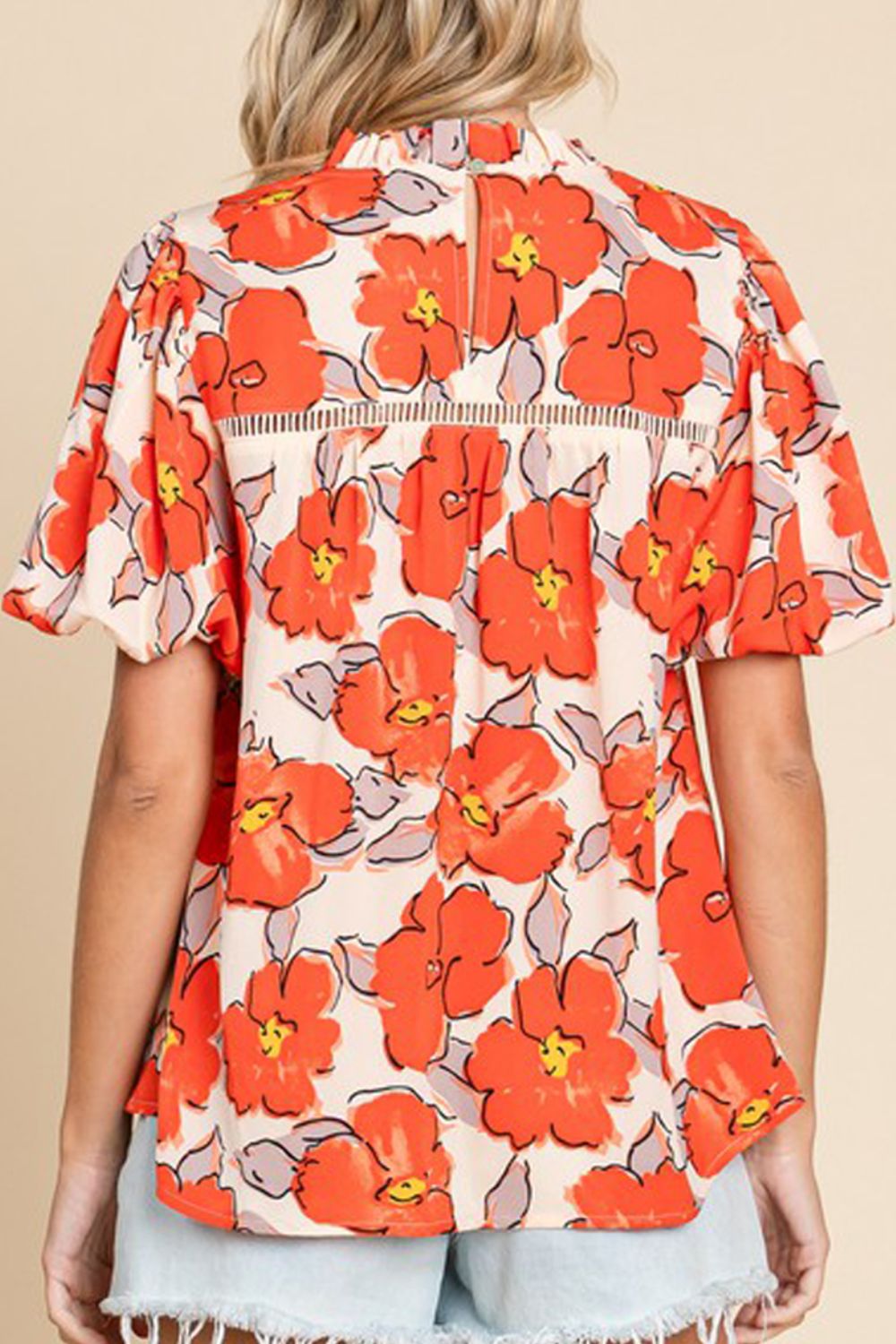 Preorder Printed Round Neck Short Sleeve Blouse