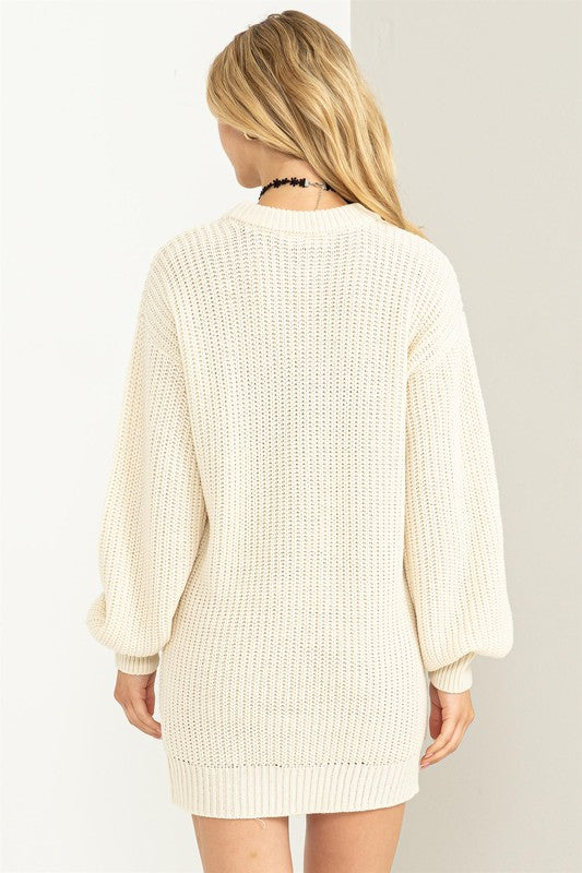 Carley Cable-Knit Ribbed Mini Sweater Dress