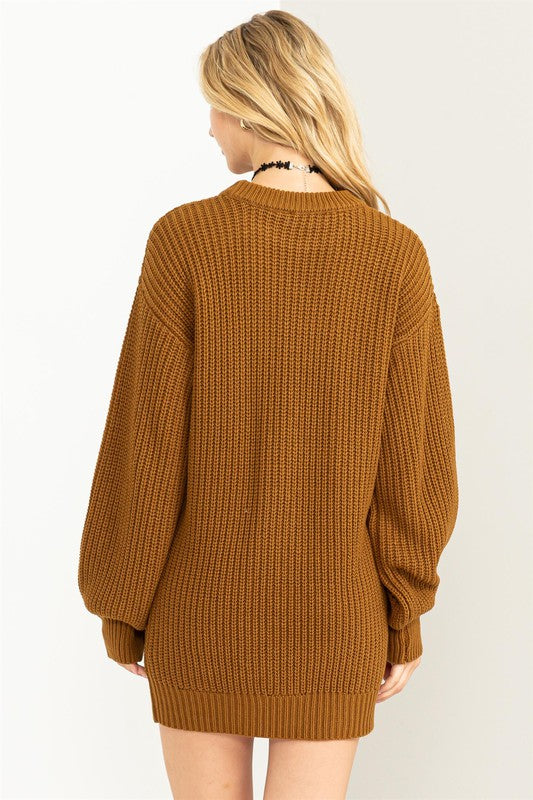 Carley Cable-Knit Ribbed Mini Sweater Dress