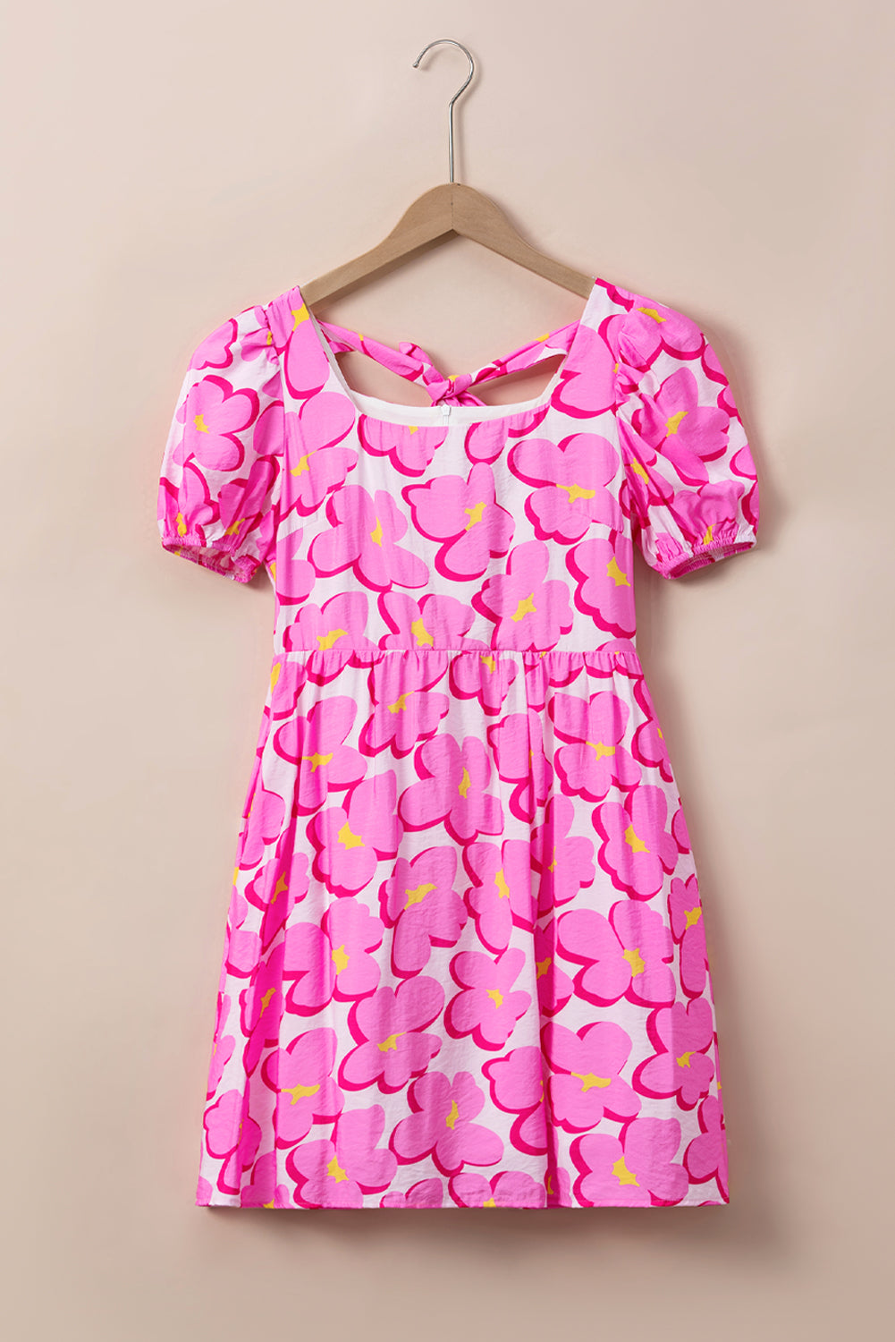 Preorder Printed Square Neck Short Sleeve Dress