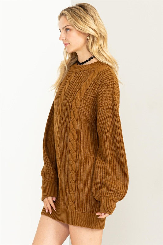 Carley Cable-Knit Ribbed Mini Sweater Dress