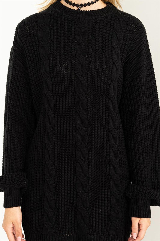 Carley Cable-Knit Ribbed Mini Sweater Dress