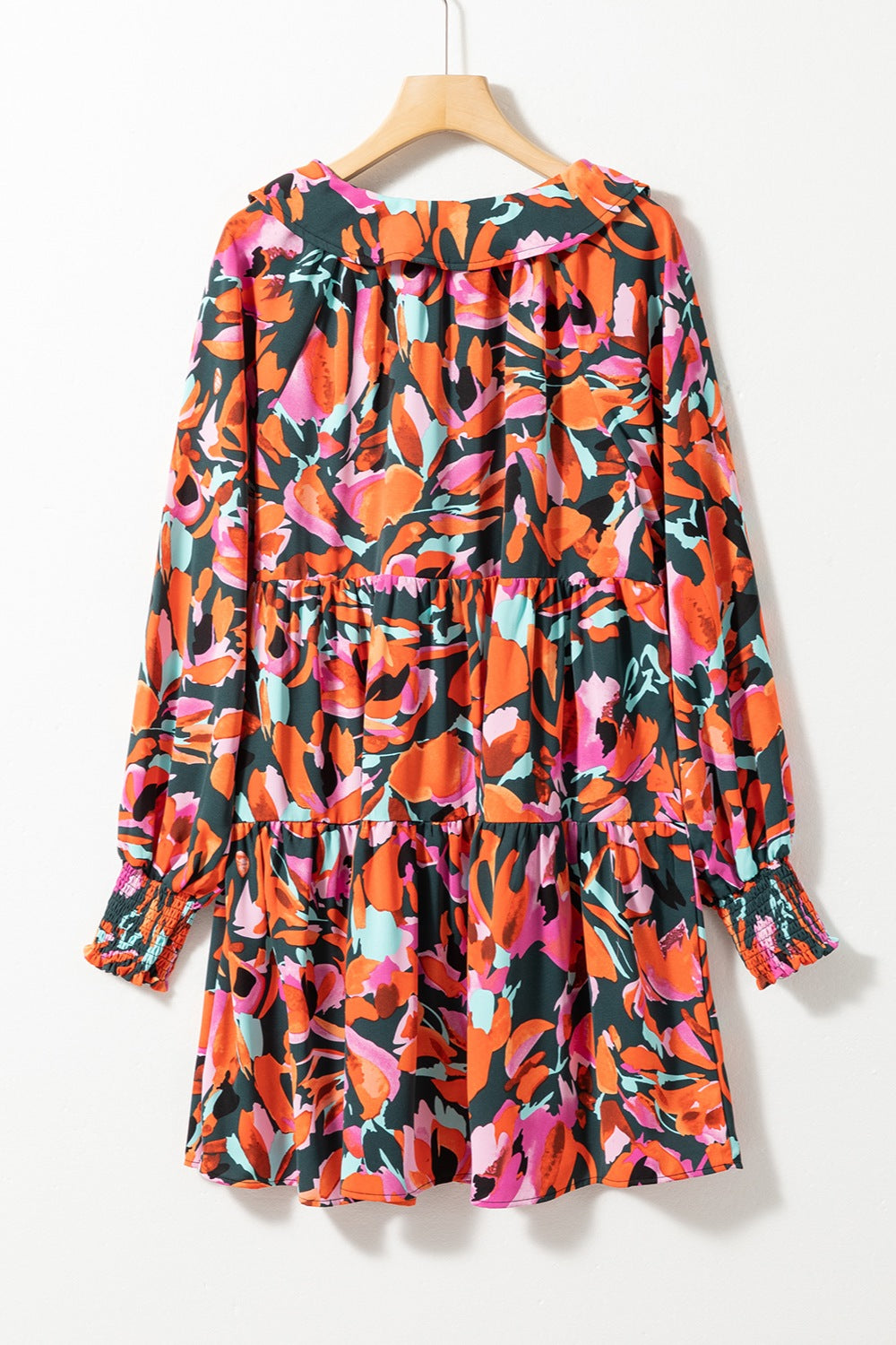 Preorder Printed Tie Neck Lantern Sleeve Mini Dress