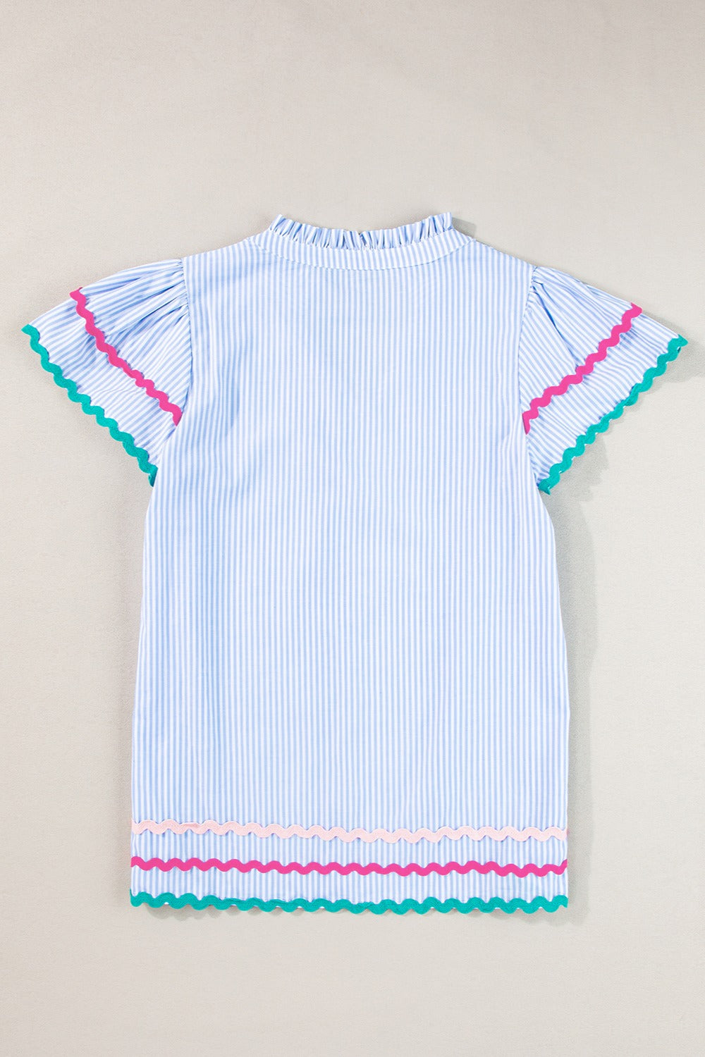 Preorder Striped Notched Short Sleeve Blouse