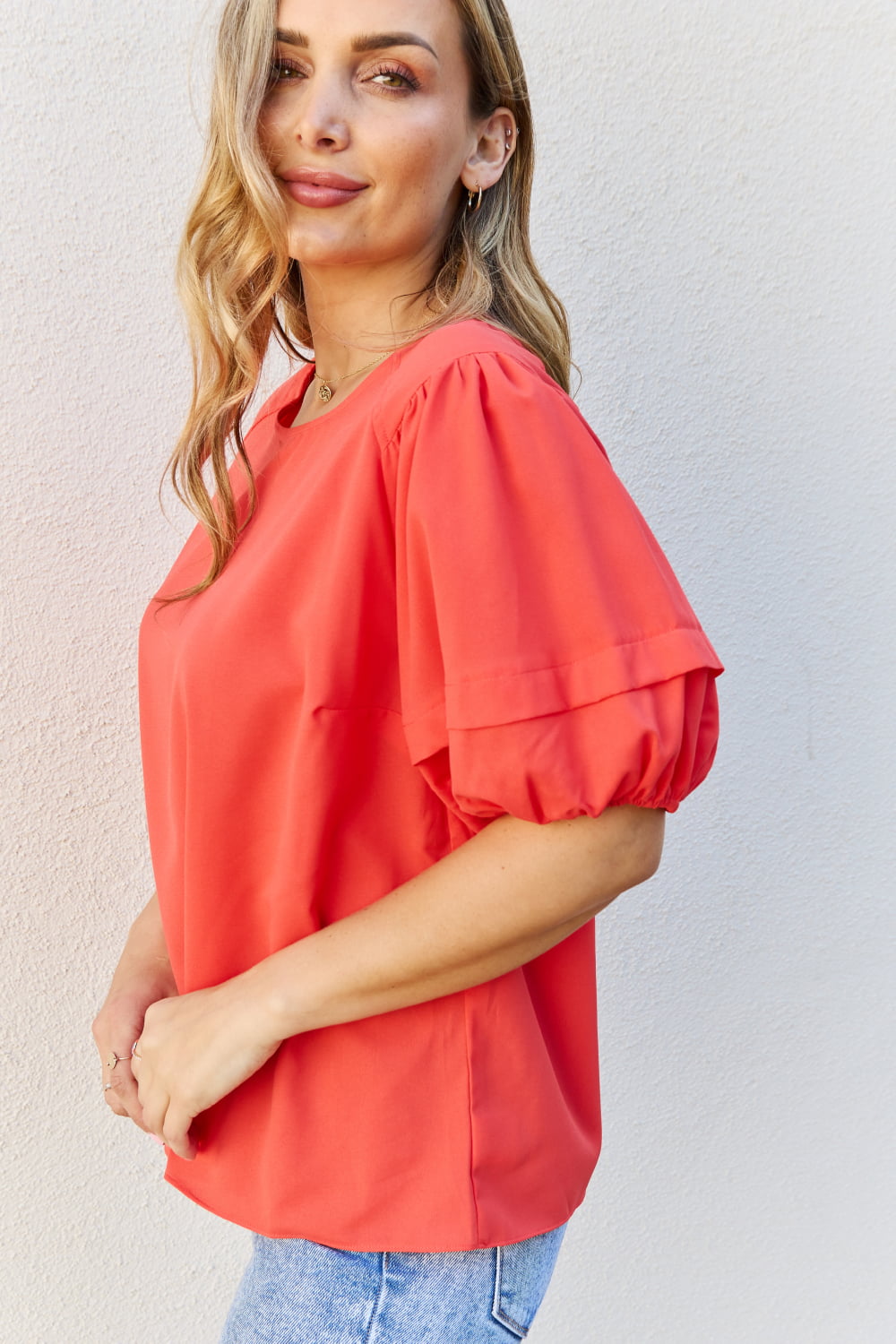 Sweet Innocence Puff Sleeve In Tomato