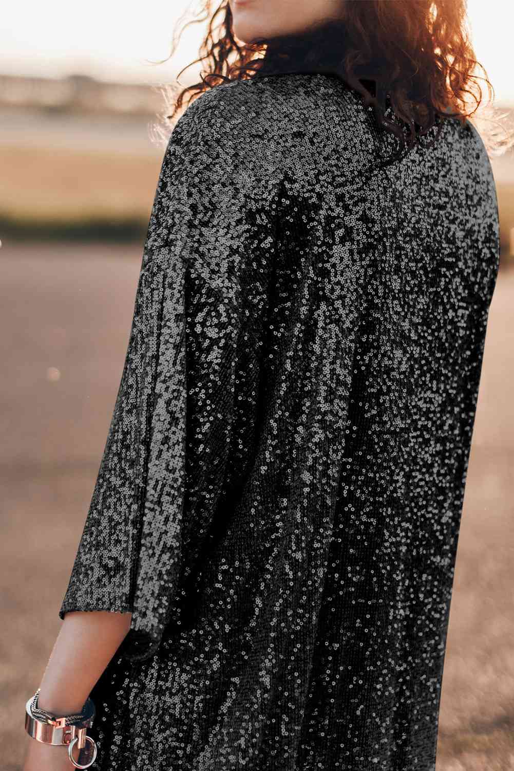 Preorder Sequin Open Front Duster Cardigan