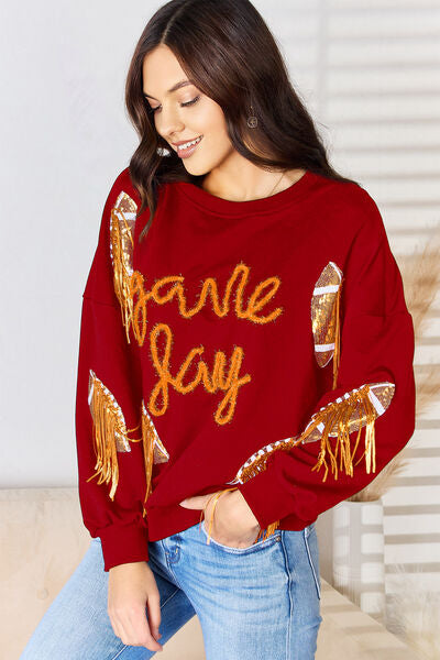 Preorder Football Sequin Round Neck Sweatshirt