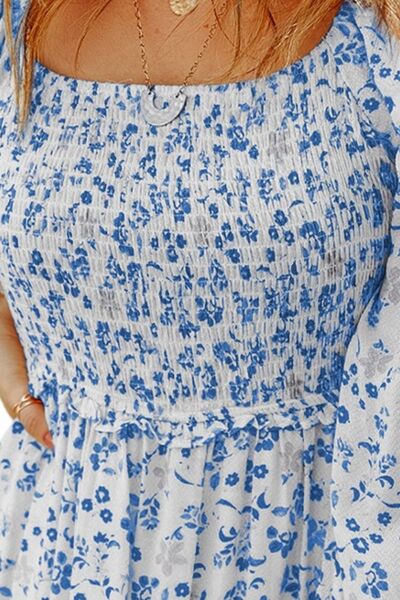 Preorder Smocked Floral Square Neck Balloon Sleeve Dress