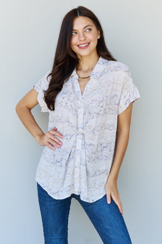 Floral Paisley Print Twist Tunic Top