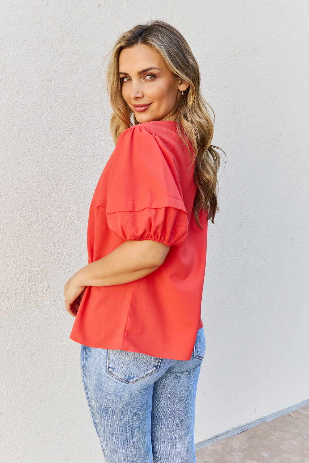 Sweet Innocence Puff Sleeve In Tomato