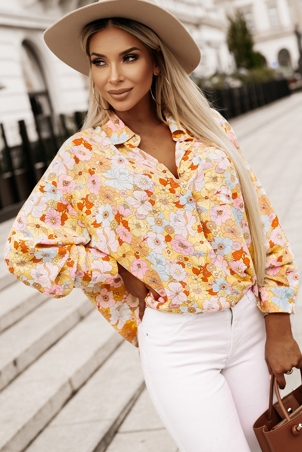 PREORDER Miranda Floral Collared Neck Long Sleeve Shirt