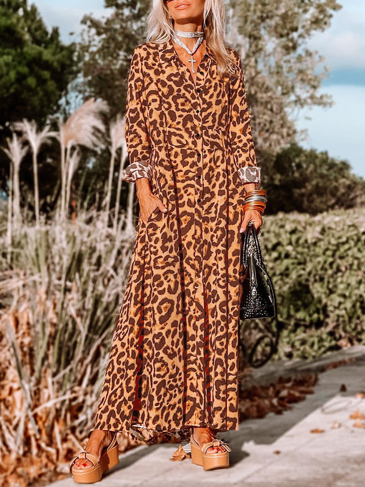 PREORDER Leopard Buttoned Maxi Dress