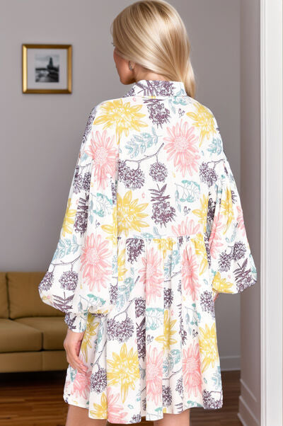 Preorder Printed Lantern Sleeve Mini Dress