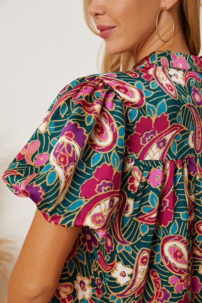 Preorder Floral Collared Neck Short Sleeve Blouse