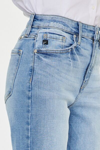 Kancan High Waist Raw Hem Straight Jeans