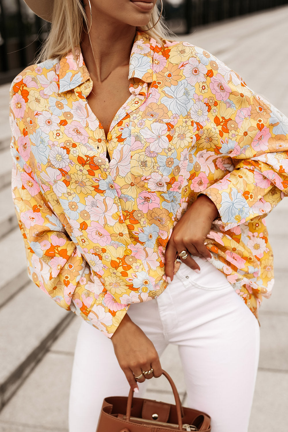 PREORDER Miranda Floral Collared Neck Long Sleeve Shirt