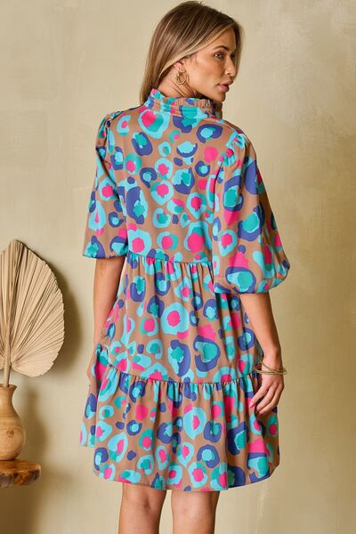 Preorder Notched Balloon Sleeve Mini Dress