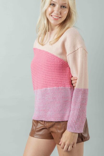 Very J Color Block Long Sleeve Sweater