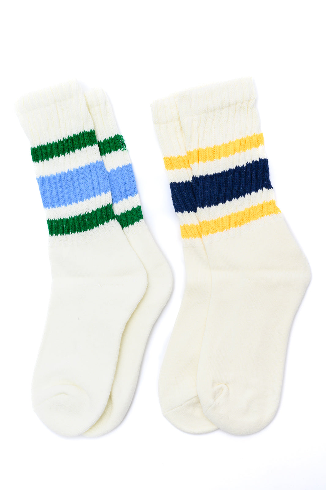 Scalloped Socks in Green and Blue