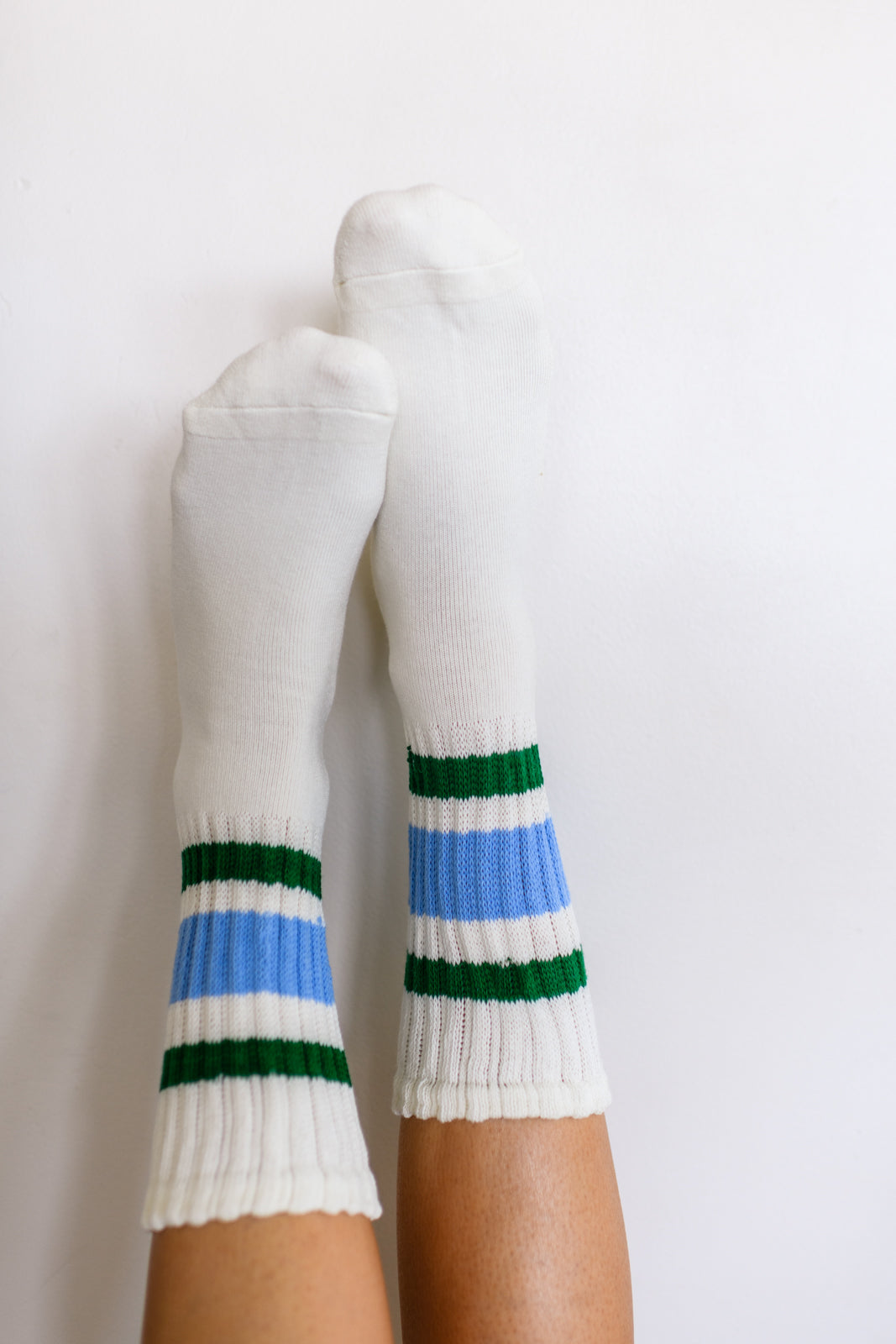 Scalloped Socks in Green and Blue