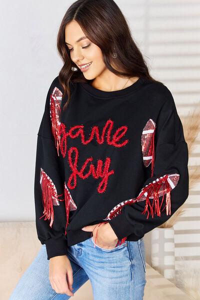 Preorder Football Sequin Round Neck Sweatshirt