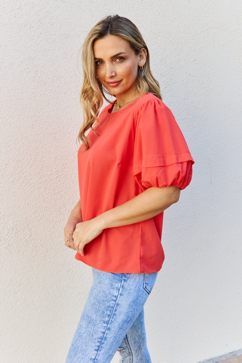 Sweet Innocence Puff Sleeve In Tomato