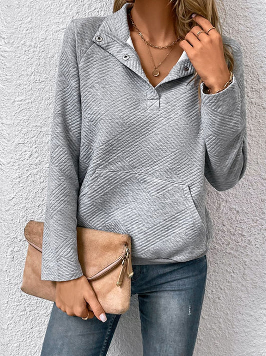 Preorder Raglan Sleeve Collared Neck Sweatshirt with Pocket