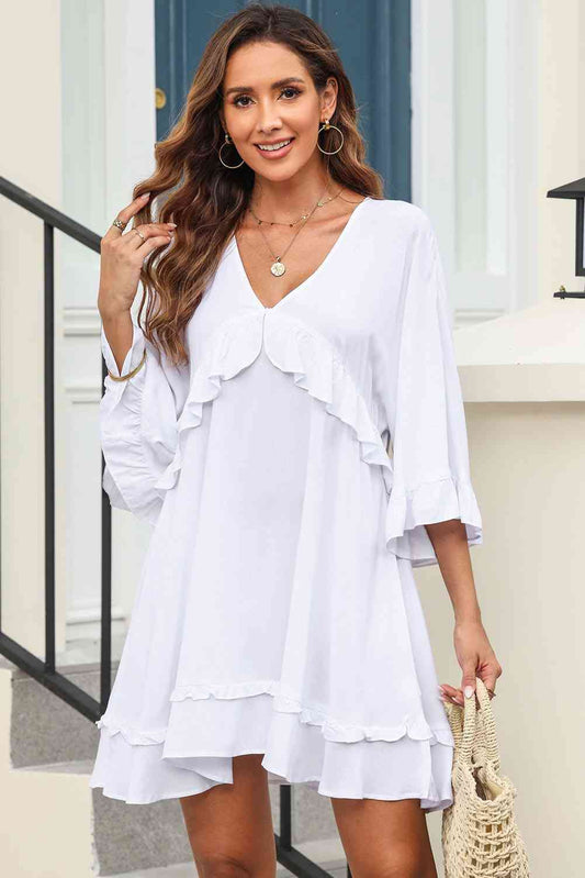 Preorder V-Neck Ruffled Mini Dress