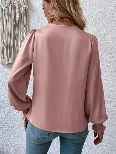 Preorder Surplice Smocked Lantern Sleeve Blouse