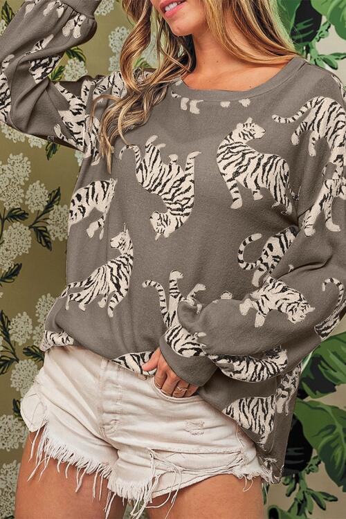 Preorder Animal Print Round Neck Sweatshirt